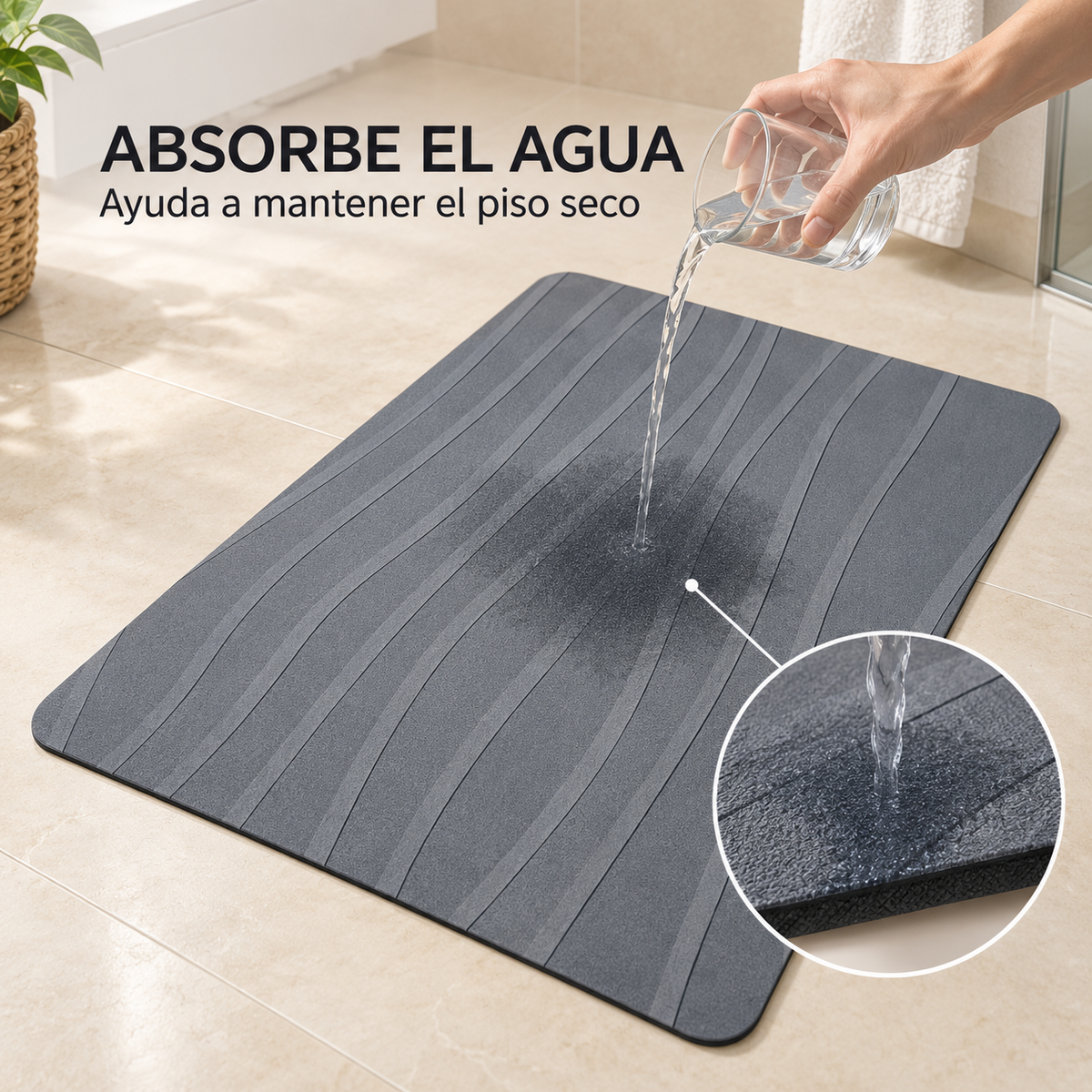 Alfombra de Baño Absorbente con Base de Goma modelo Clara
