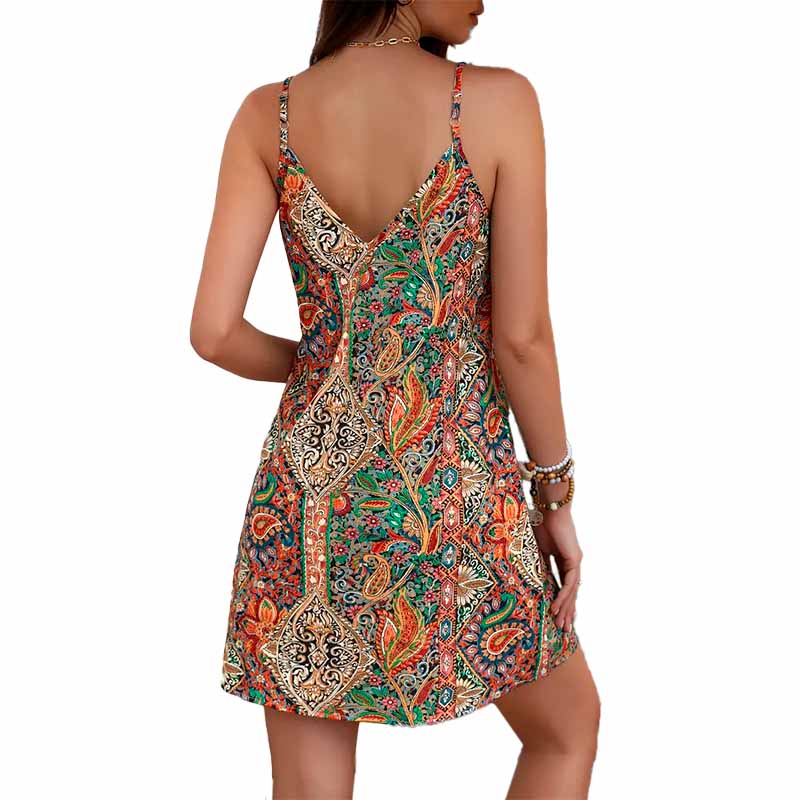 Vestido Corto con Estampado Paisley