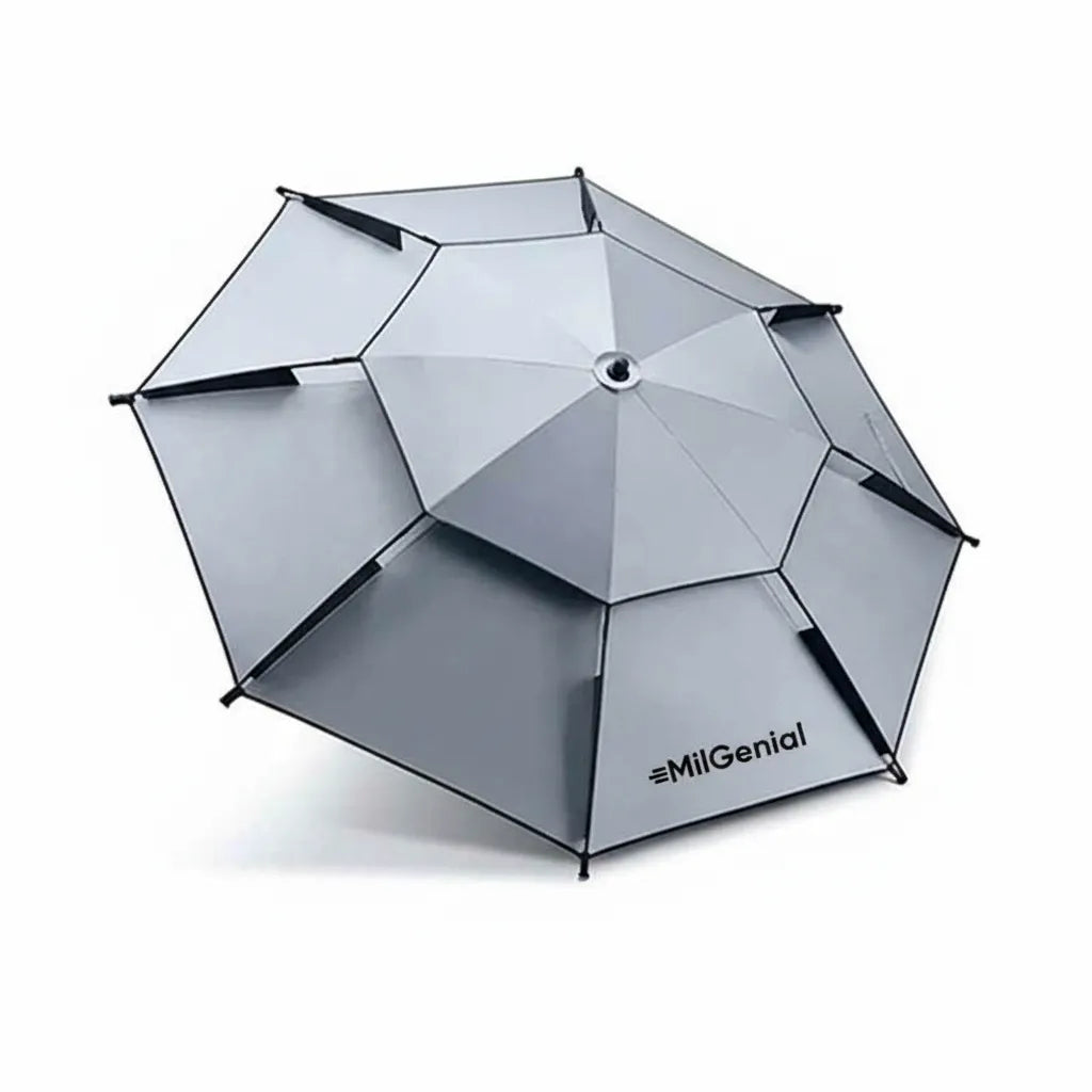 Sombrilla de Acero Inoxidable 360° con Protección Solar