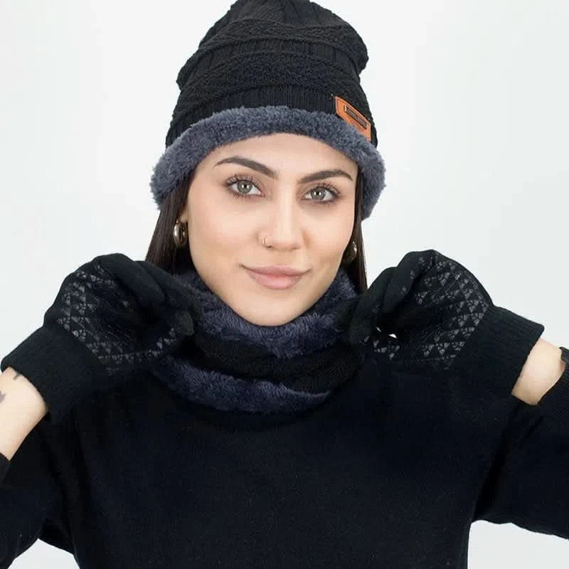 Set de Gorro, Guantes y Bufanda en Lana
