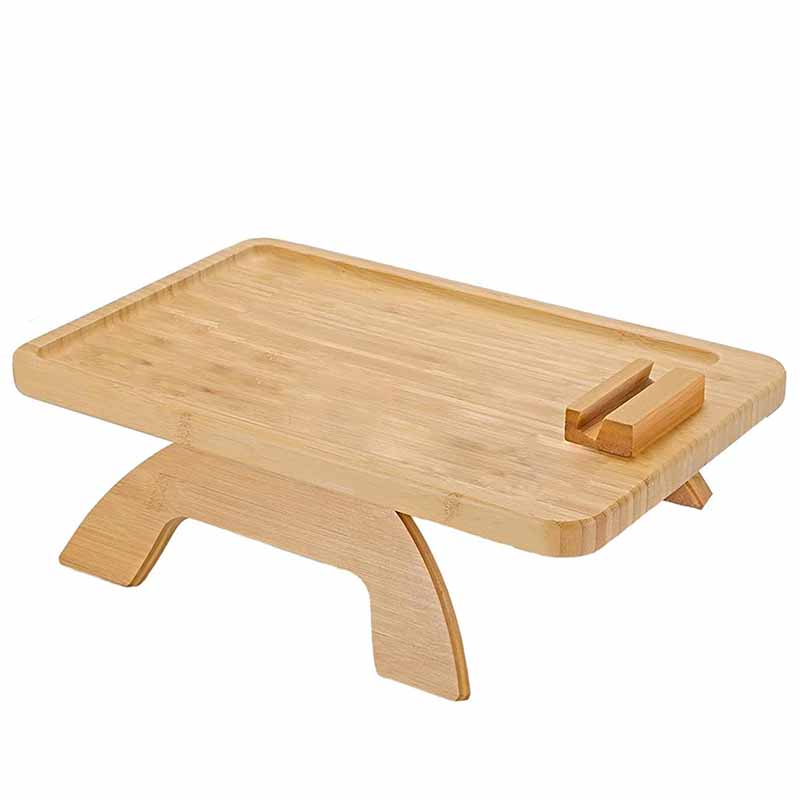 Bandeja de Bambu Rectangular para Sofa con Clips