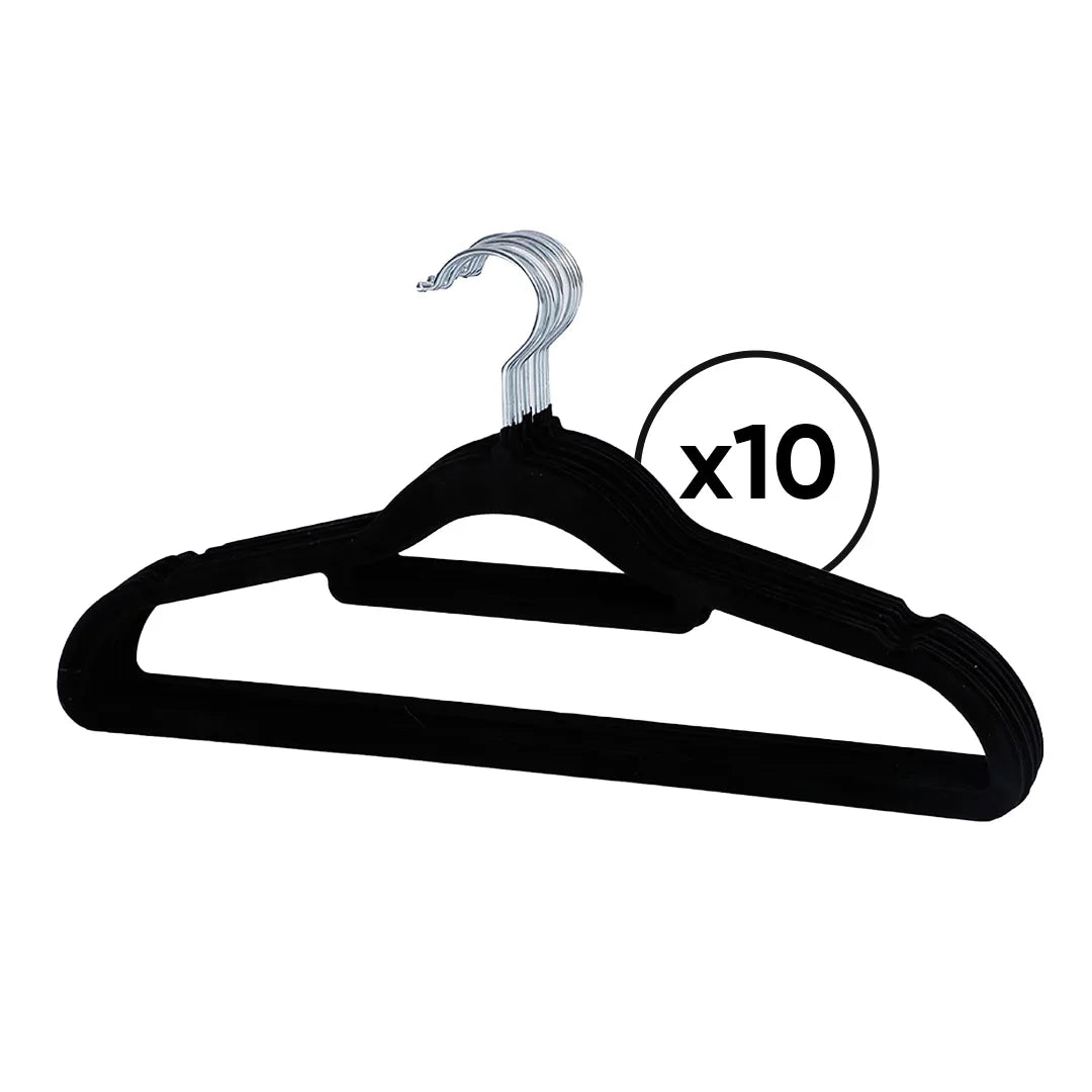 Pack de 10 Perchas Terciopeladas Negras