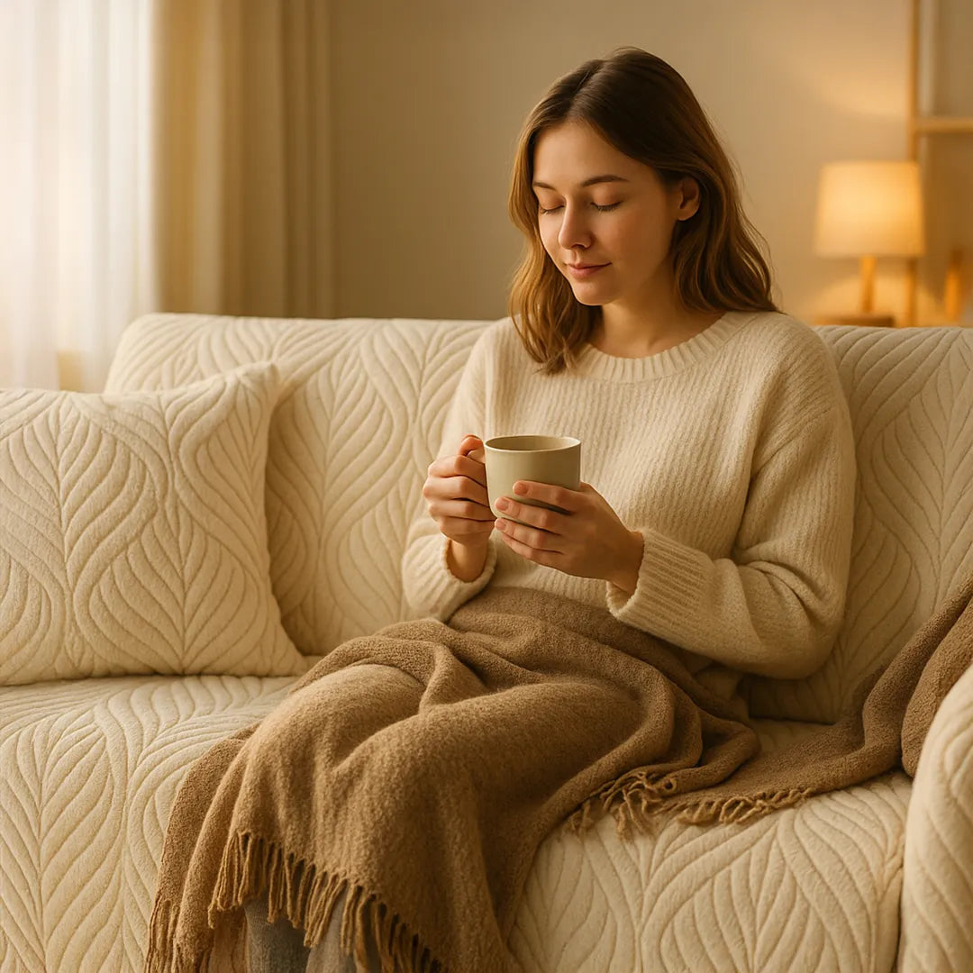 Funda Cubre Sofá Acolchonada  Diseño Leaves