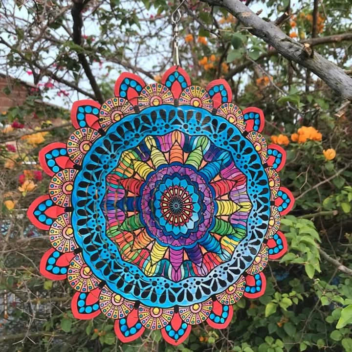 Adorno Giratorio de Jardín con Forma de Mandala