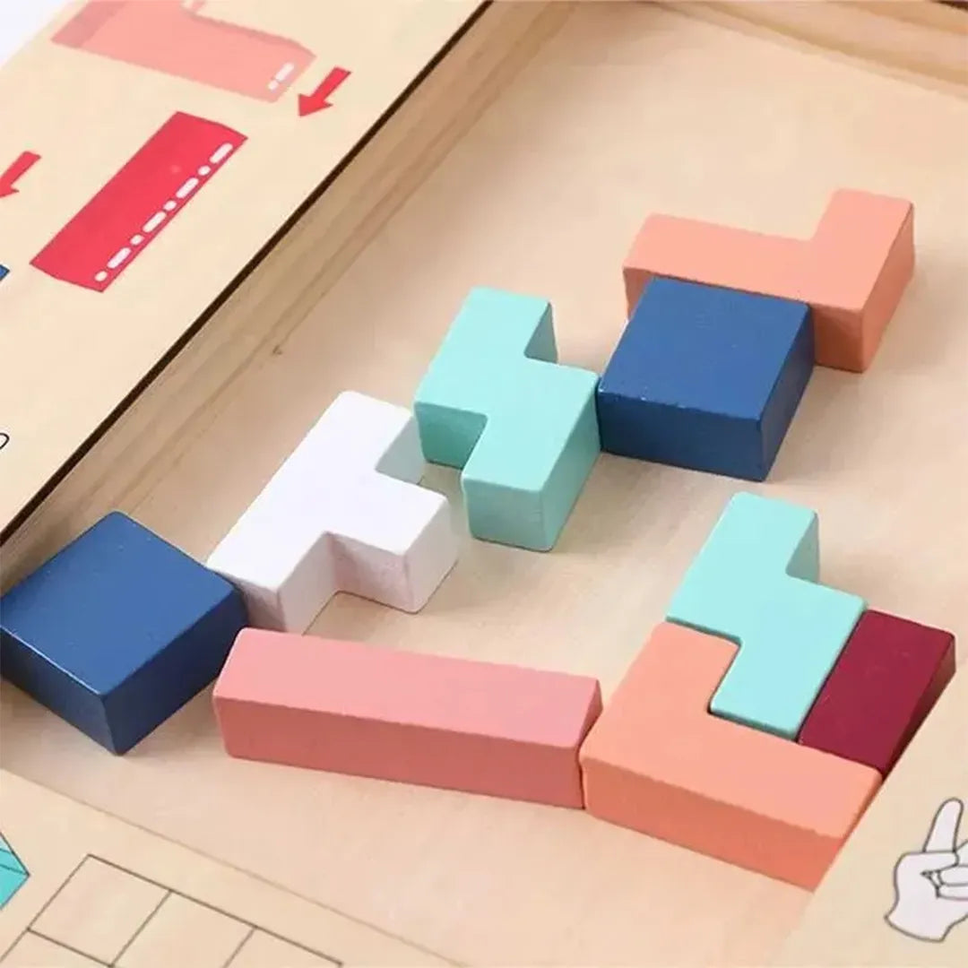 Juego Rompe Cabezas Tetris 3D de Madera