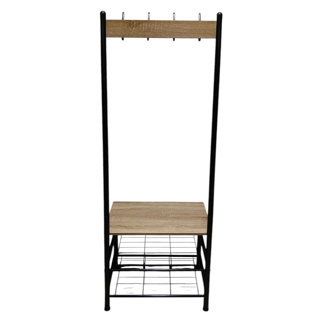 Perchero Zapatera con 3 Estantes de Hierro y Mdf