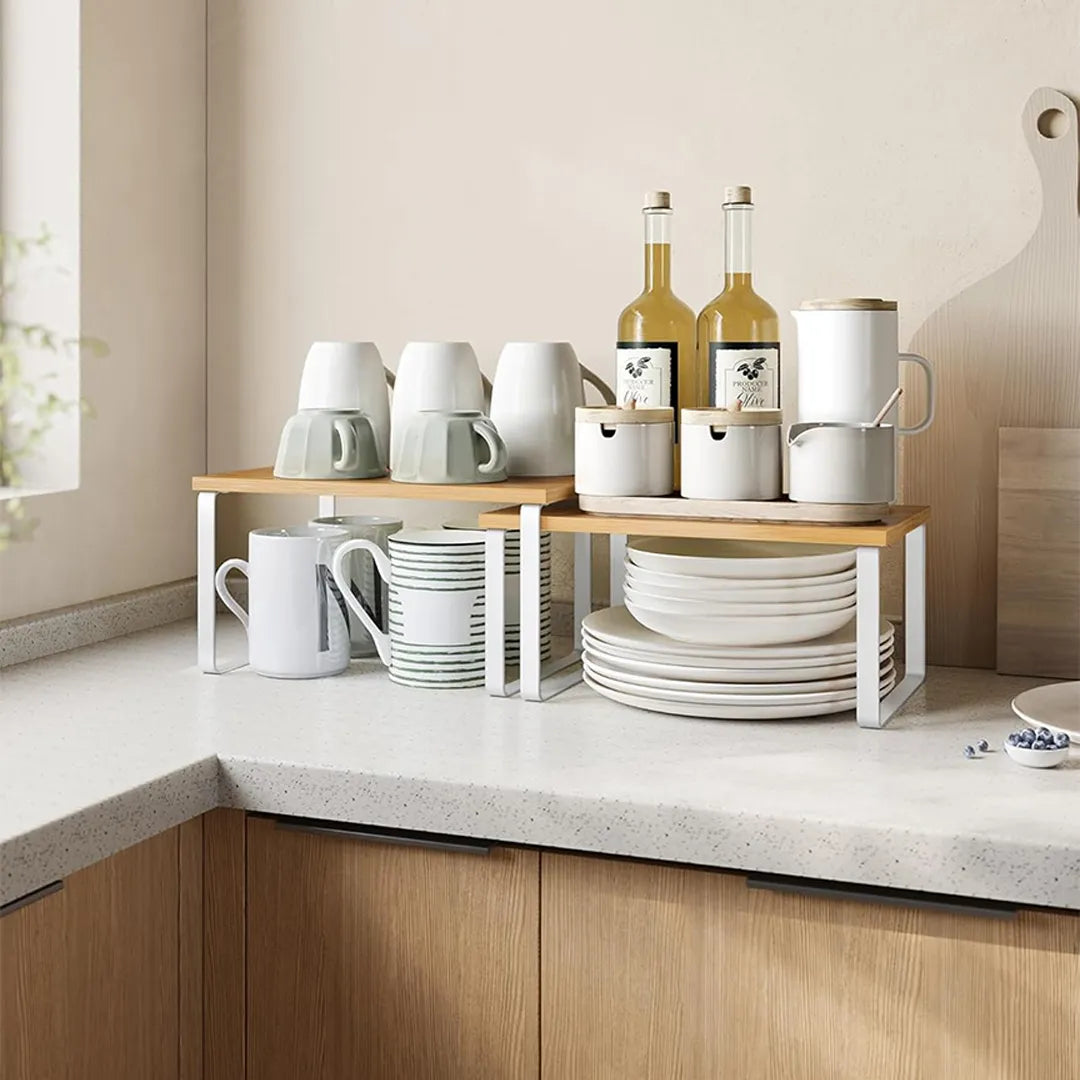 Set de 2 Estantes Organizadores Expandibles en Madera