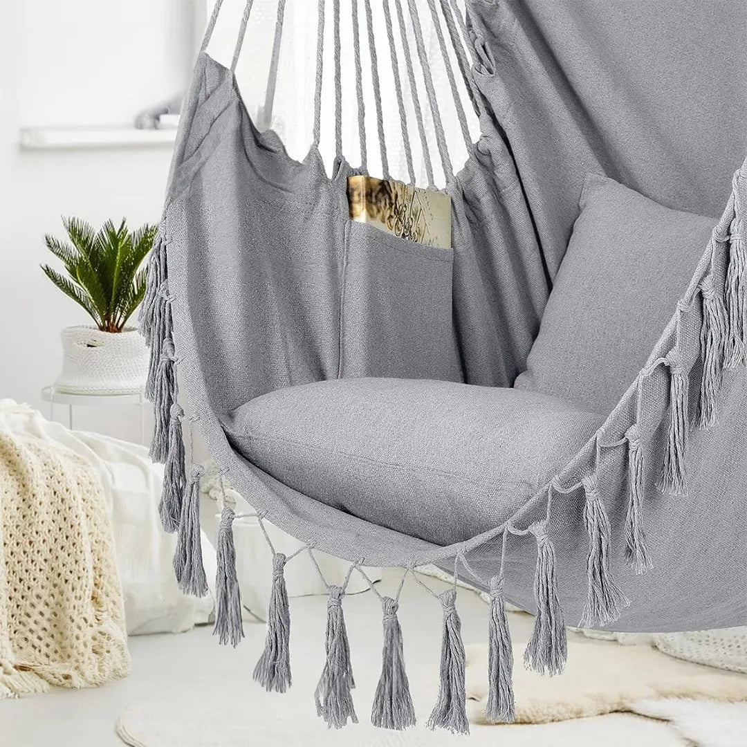 Silla Hamaca Colgante en Macramé con Bolsillo