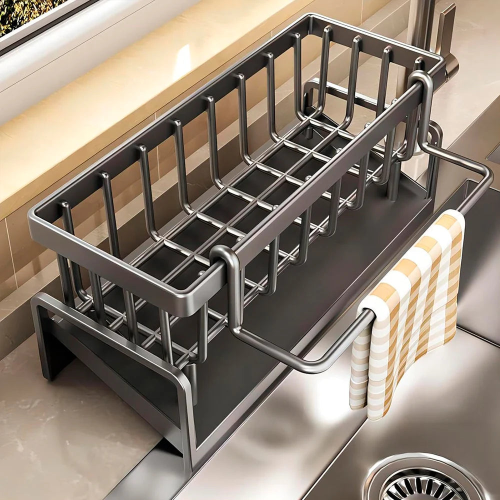 Escurridor para Fregadero de Acero Inoxidable + Set de 5 Paños de Regalo