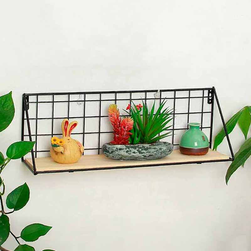 Estante Decorativo con Adhesivos Madera y Metal