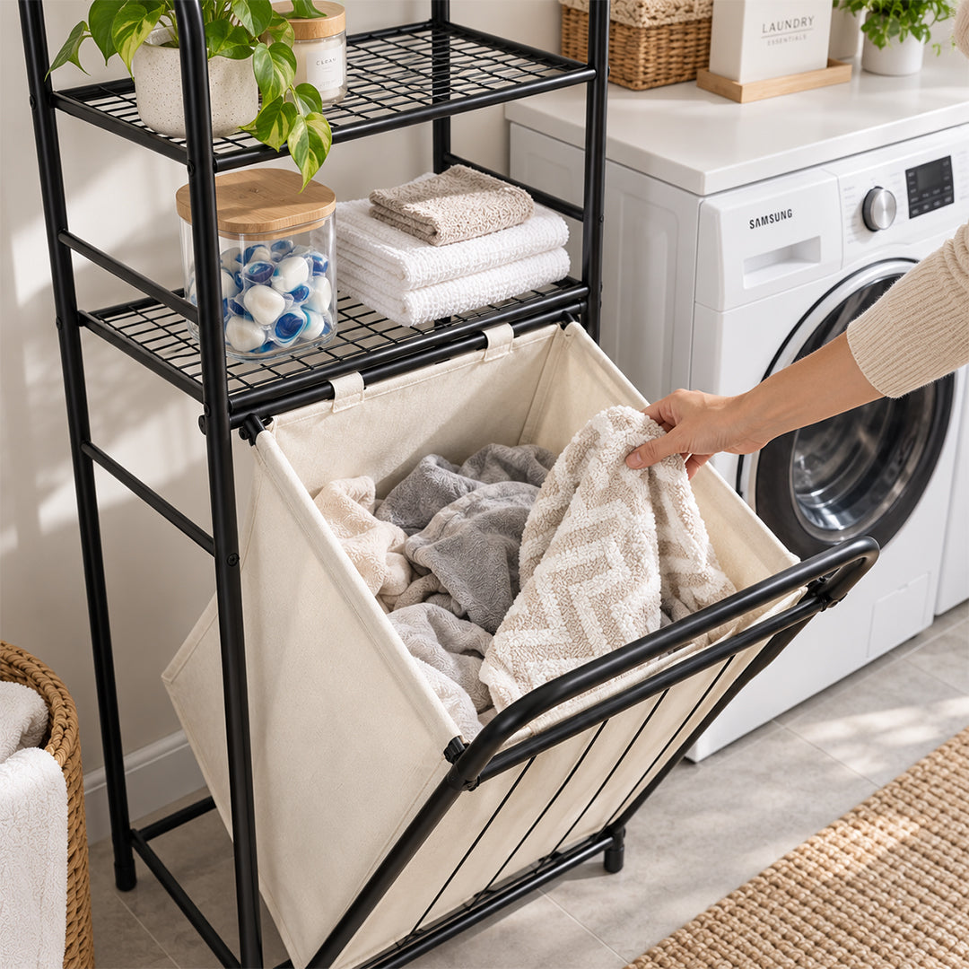 Estante Organizador 3 Niveles con Canasto para Ropa