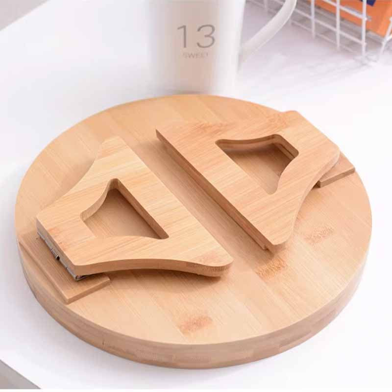 Bandeja de Bambu Circular para Sofa con Clips