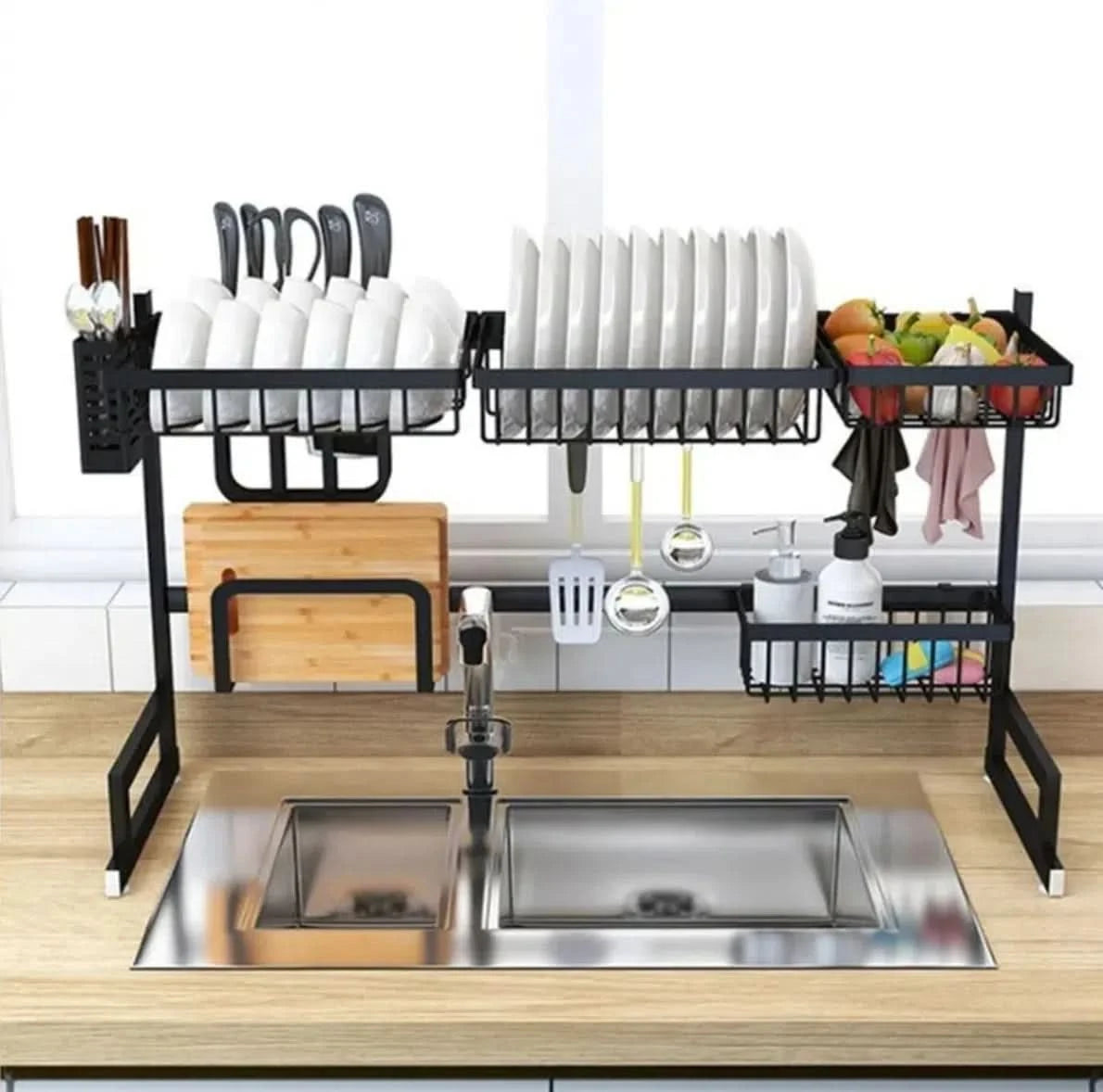 Escurridor de Platos Estructural 2 Pisos Premium para Mesada