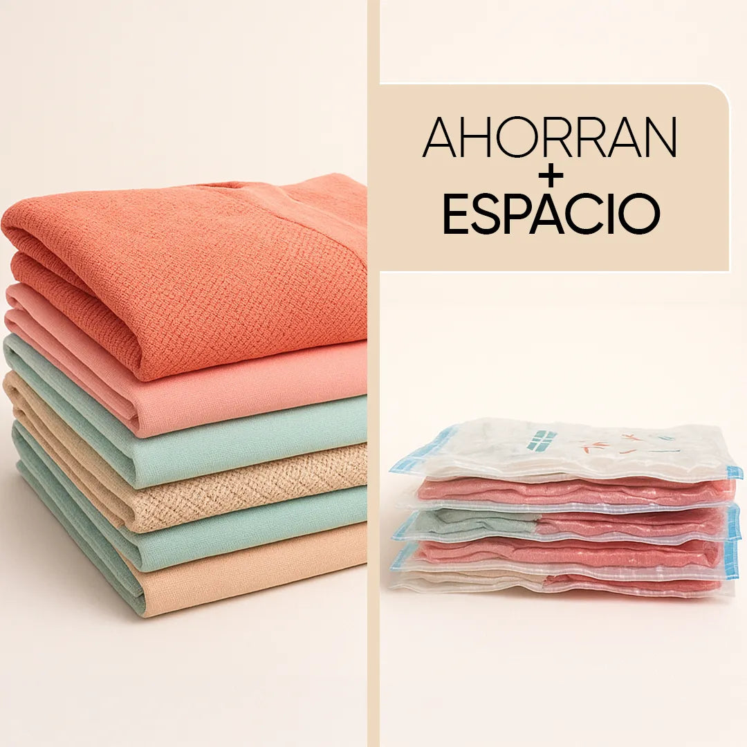 Set de 9 Bolsas al Vacio para Ropa con Inflador