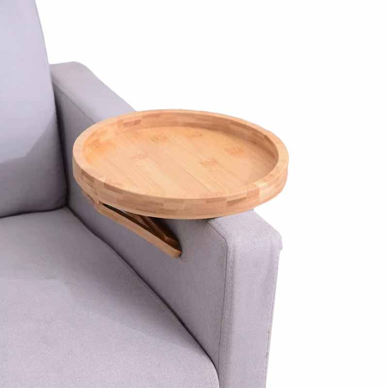 Bandeja de Bambu Circular para Sofa con Clips