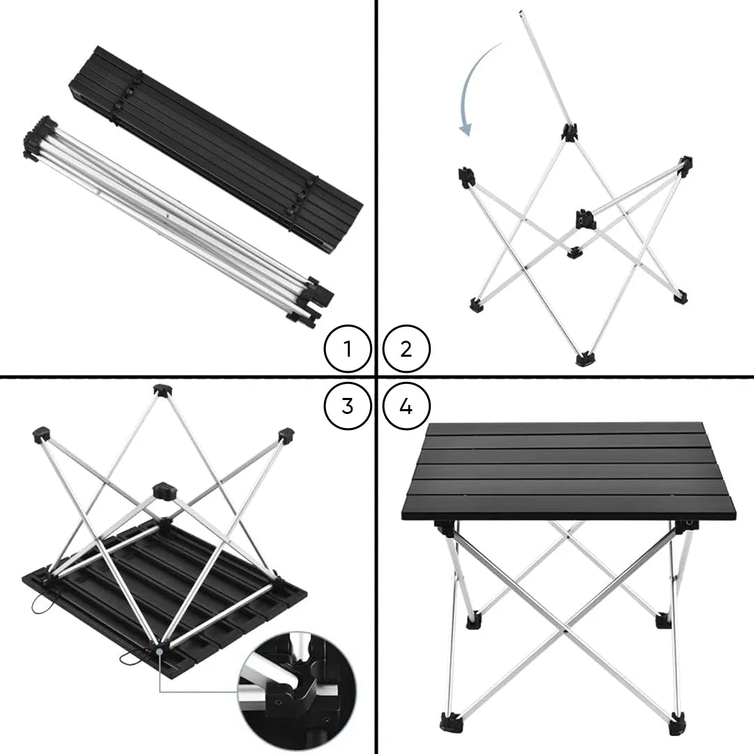 Mesa de comedor plegable de acero al carbono para Camping