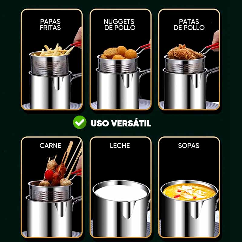 Olla con Filtro para Freir en Acero Inoxidable