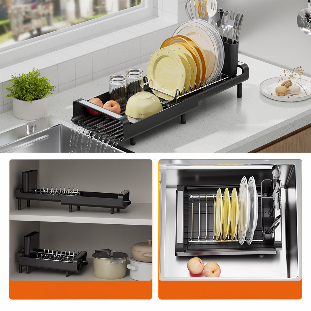 Escurridor Extensible con Desagüe y Porta Cubiertos