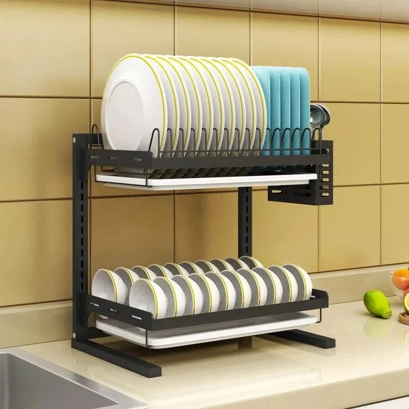 Escurridor de Platos de Metal 2 en 1 con Bandejas Premium