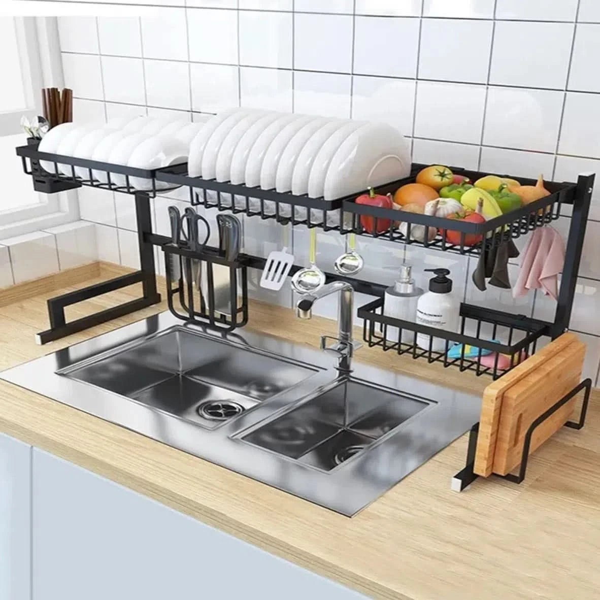 Escurridor de Platos Estructural 2 Pisos Premium para Mesada