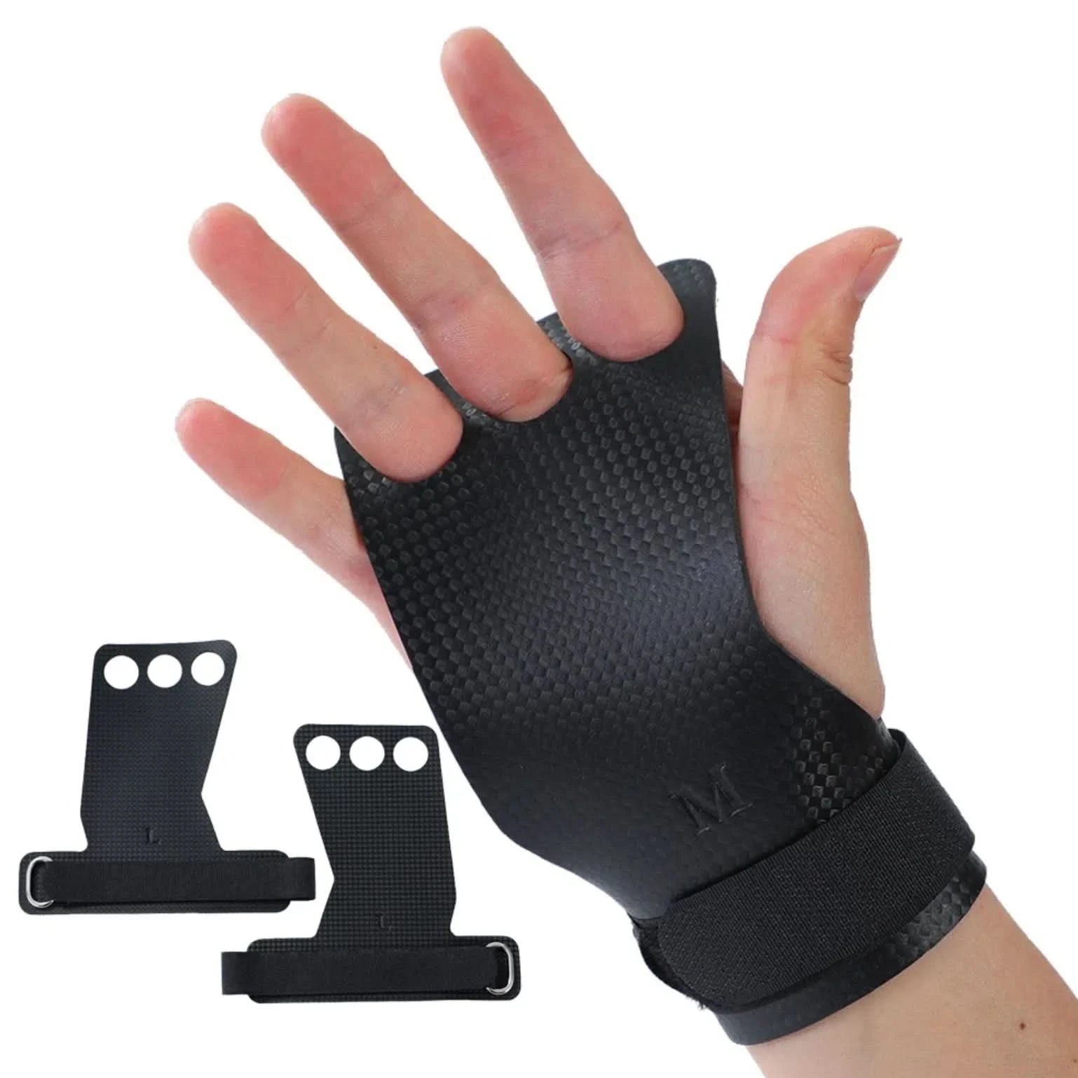 Calleras Hand Straps de Carbono Liso para Entrenamiento Gym