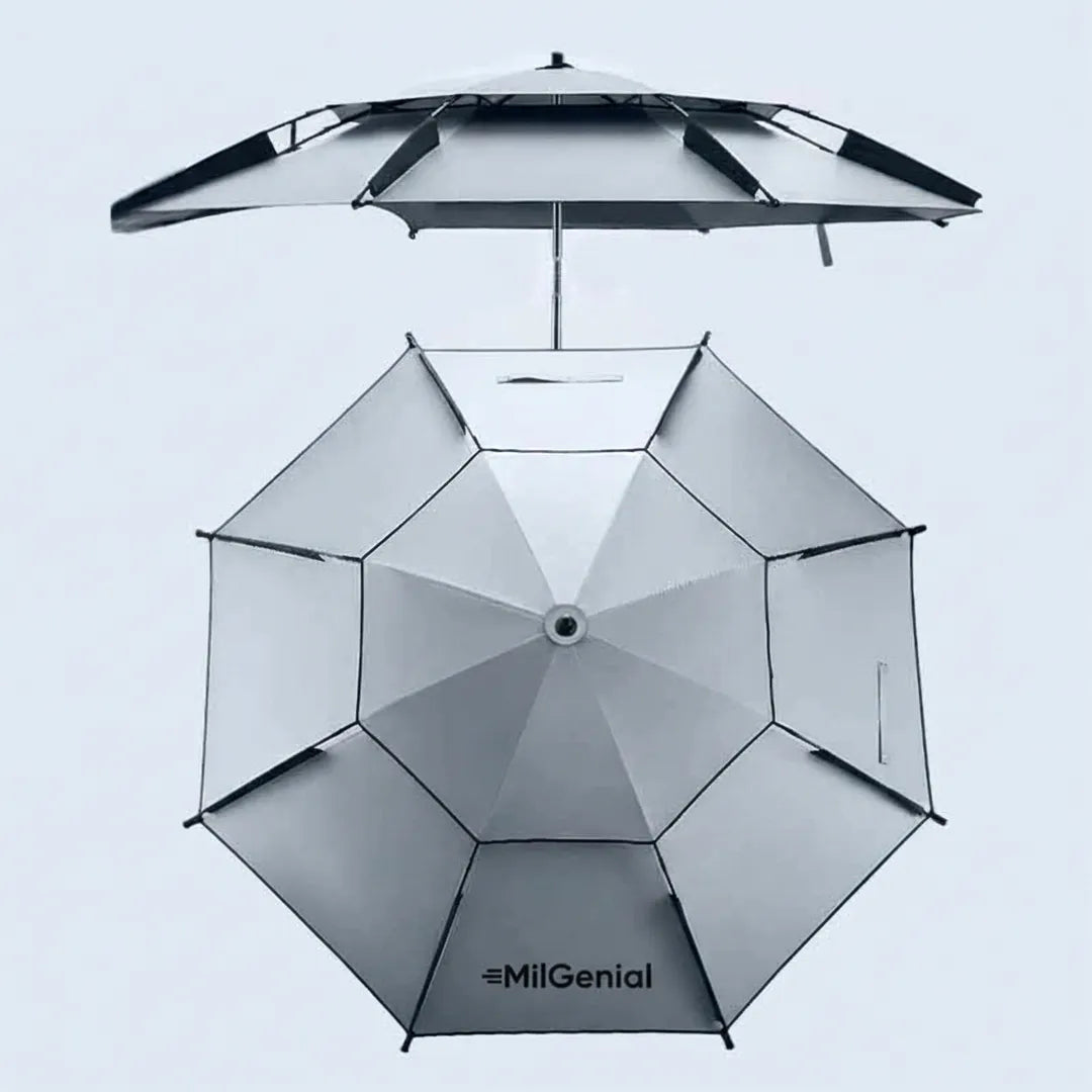 Sombrilla de Acero 360° con Protección Solar y Estaca