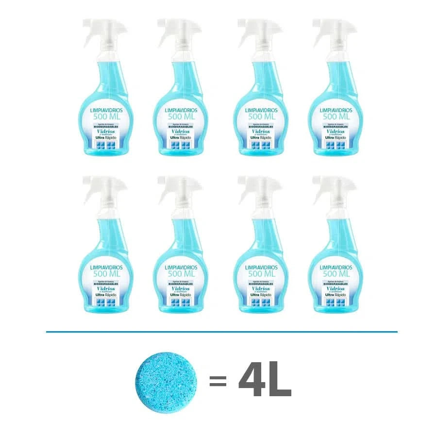 Pack 10 Pastillas Limpia Vidrios Efervescentes Rinden 40L