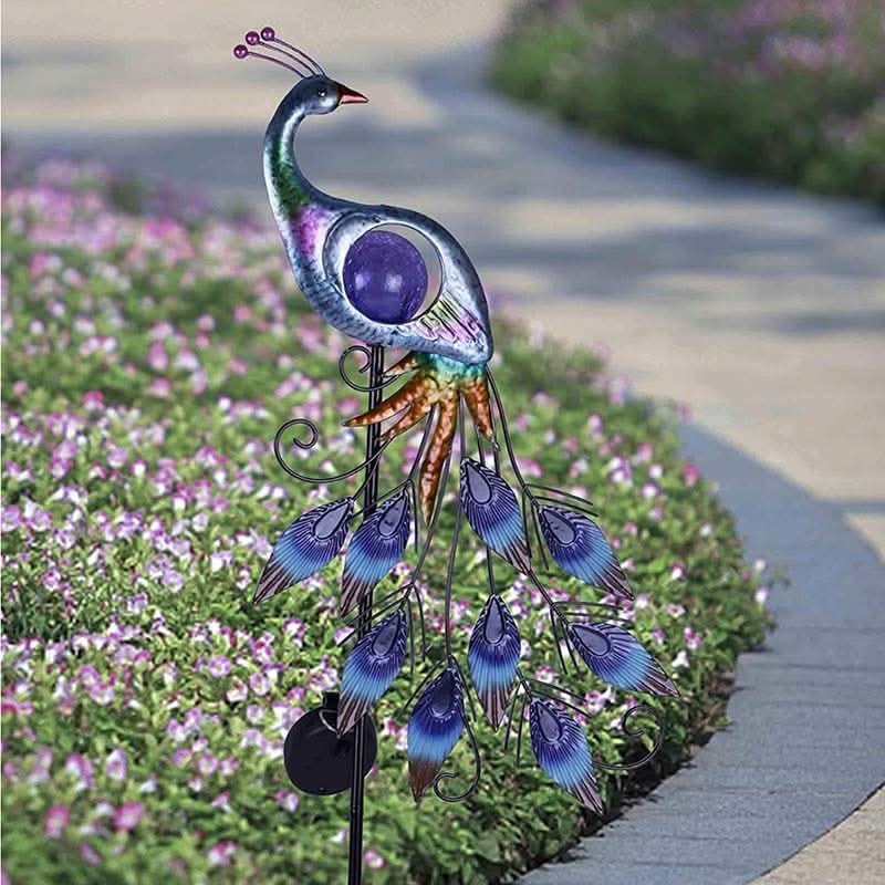 Adorno Pavo Real Led para Jardín con Panel Solar