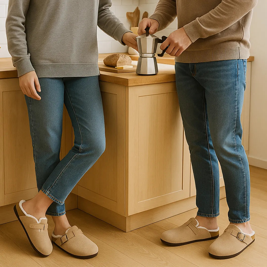 Zapatillas Clogs Fuzzy en Gamuza con Corderito