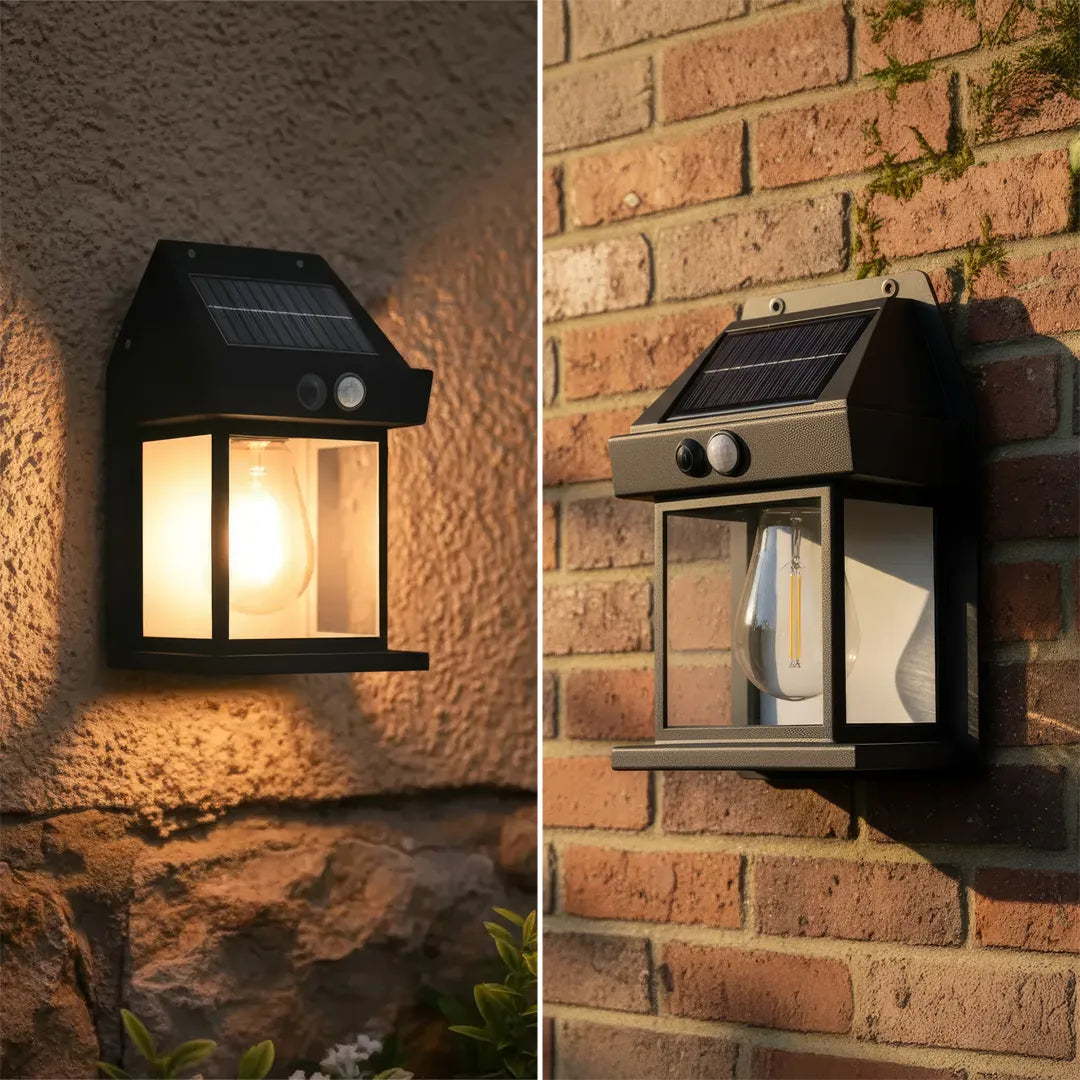 Lámpara de pared con sensor de movimiento con energía solar
