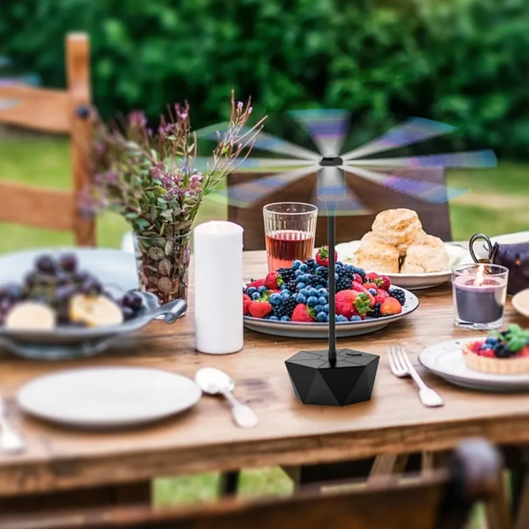 Ventilador Repelente de Moscas con Aspas Holográficas