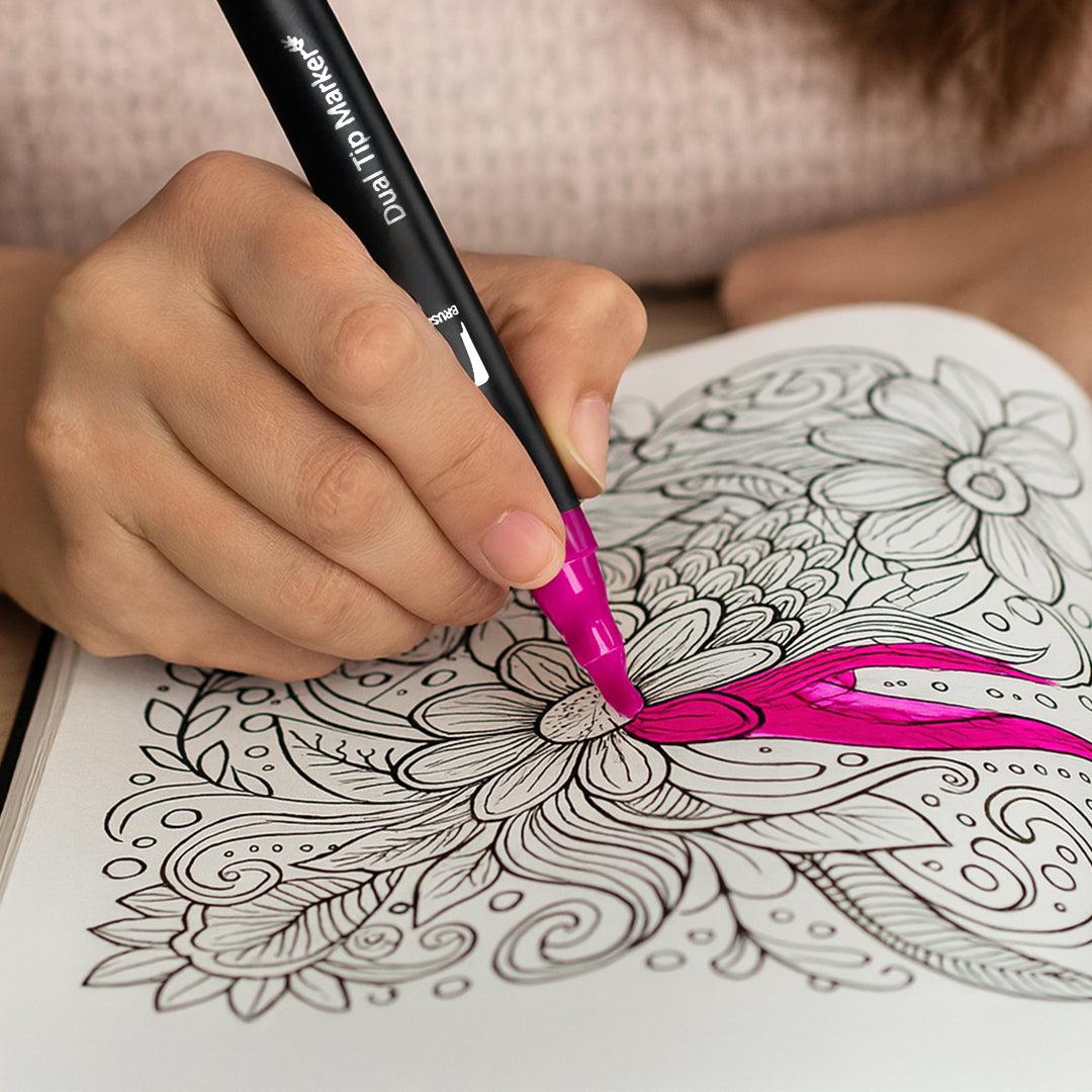 Juego de Marcadores Artisticos de Doble Pincel con Punta Fin