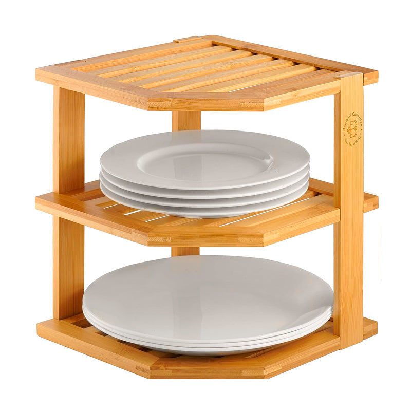Organizador de Platos 3 Niveles en Bambú Ahorra Espacio