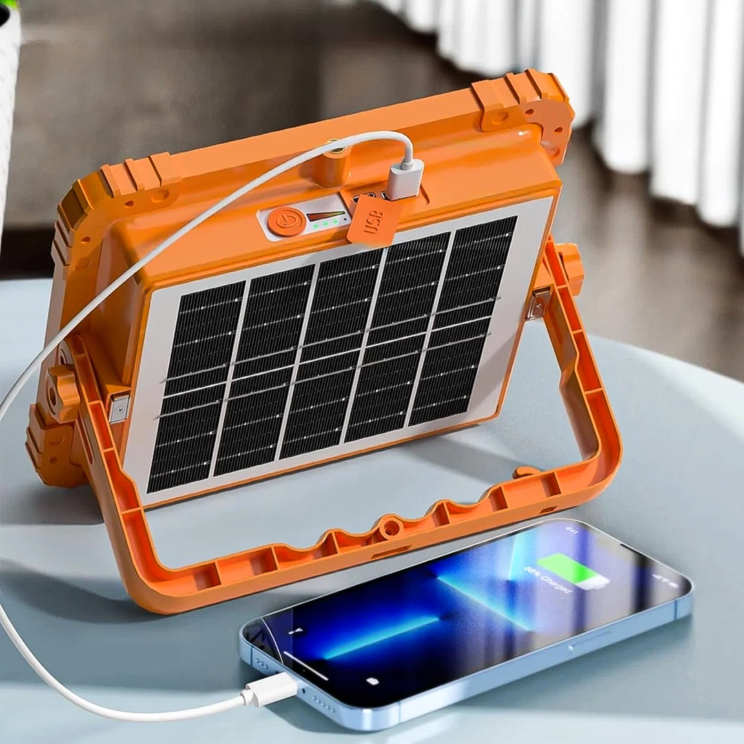 Linterna Foco Panel Solar de 1250 mah Recargable IP66