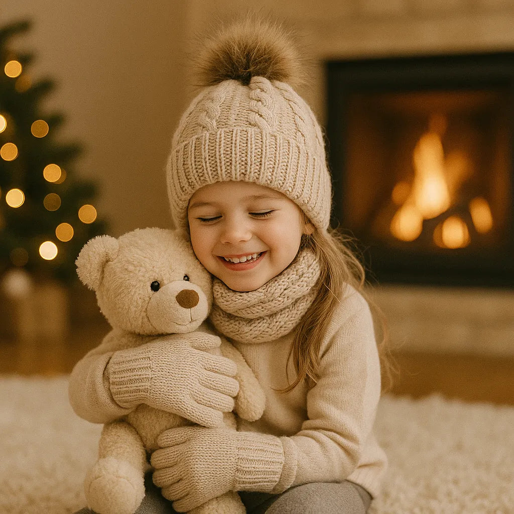 Kit Winter de Gorro con Bufanda y Guantes de Punto