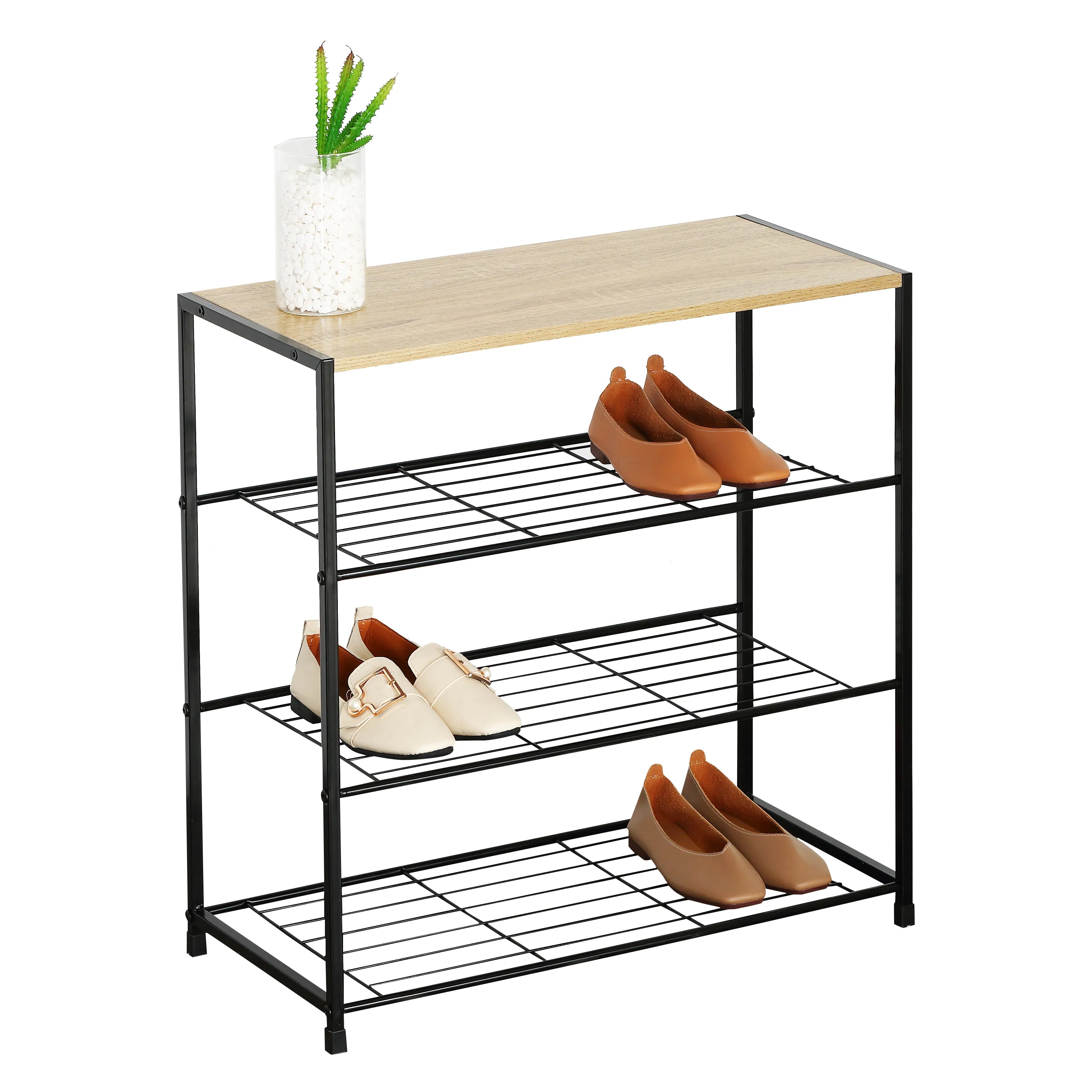 Mueble Zapatera de Hierro Y MDF 4 estantes