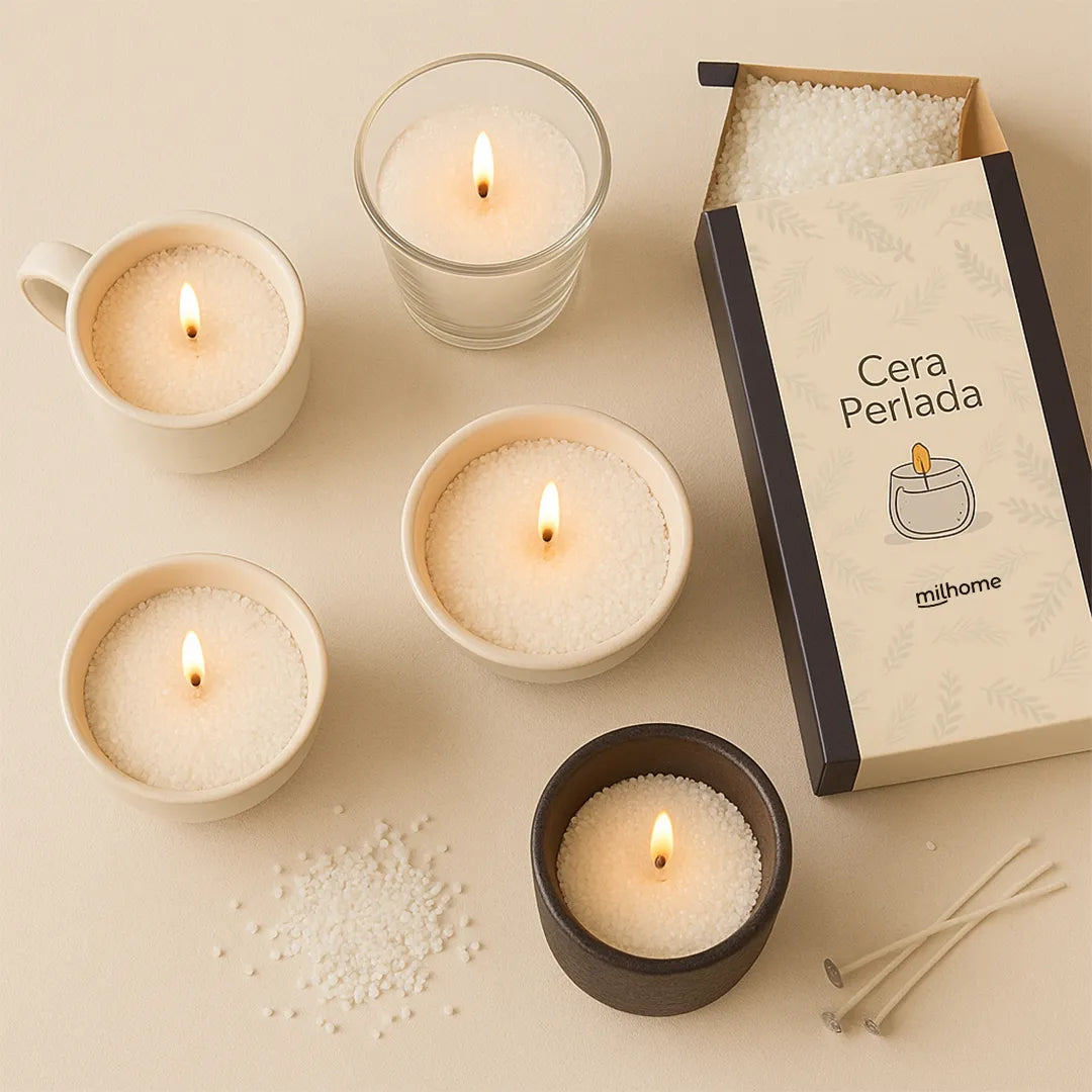 Cera Perlada para Vela Milhome con 30 Mechas