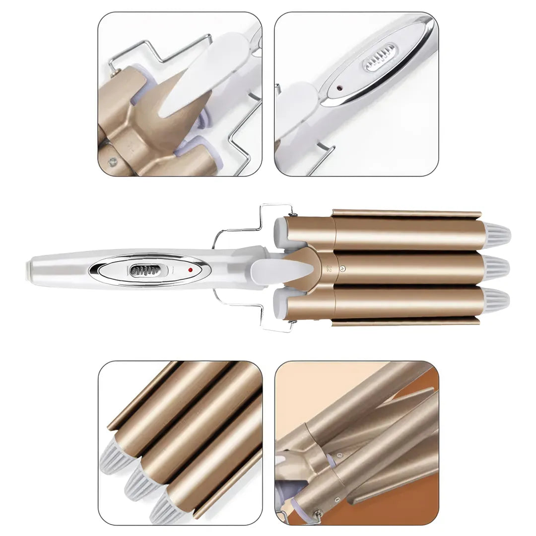 Rizadores de Pelo Profesional Cerámica Triple Rodillo