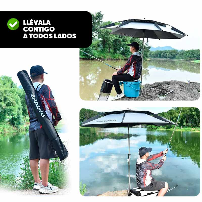 Sombrilla de Acero Inoxidable 360° con Protección Solar