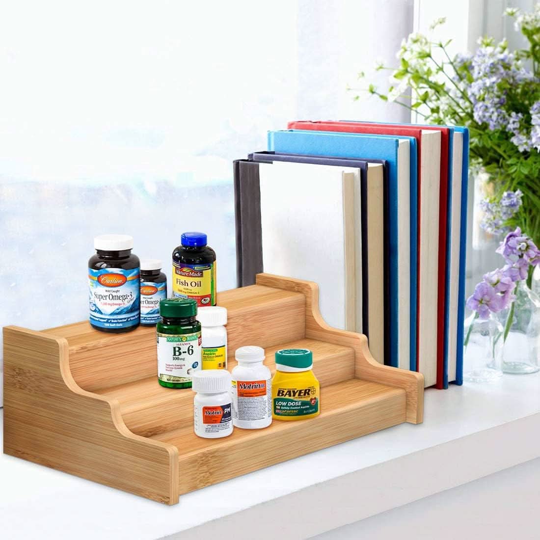 Organizador con Estantes para Cocina con 3 Niveles en Bambú