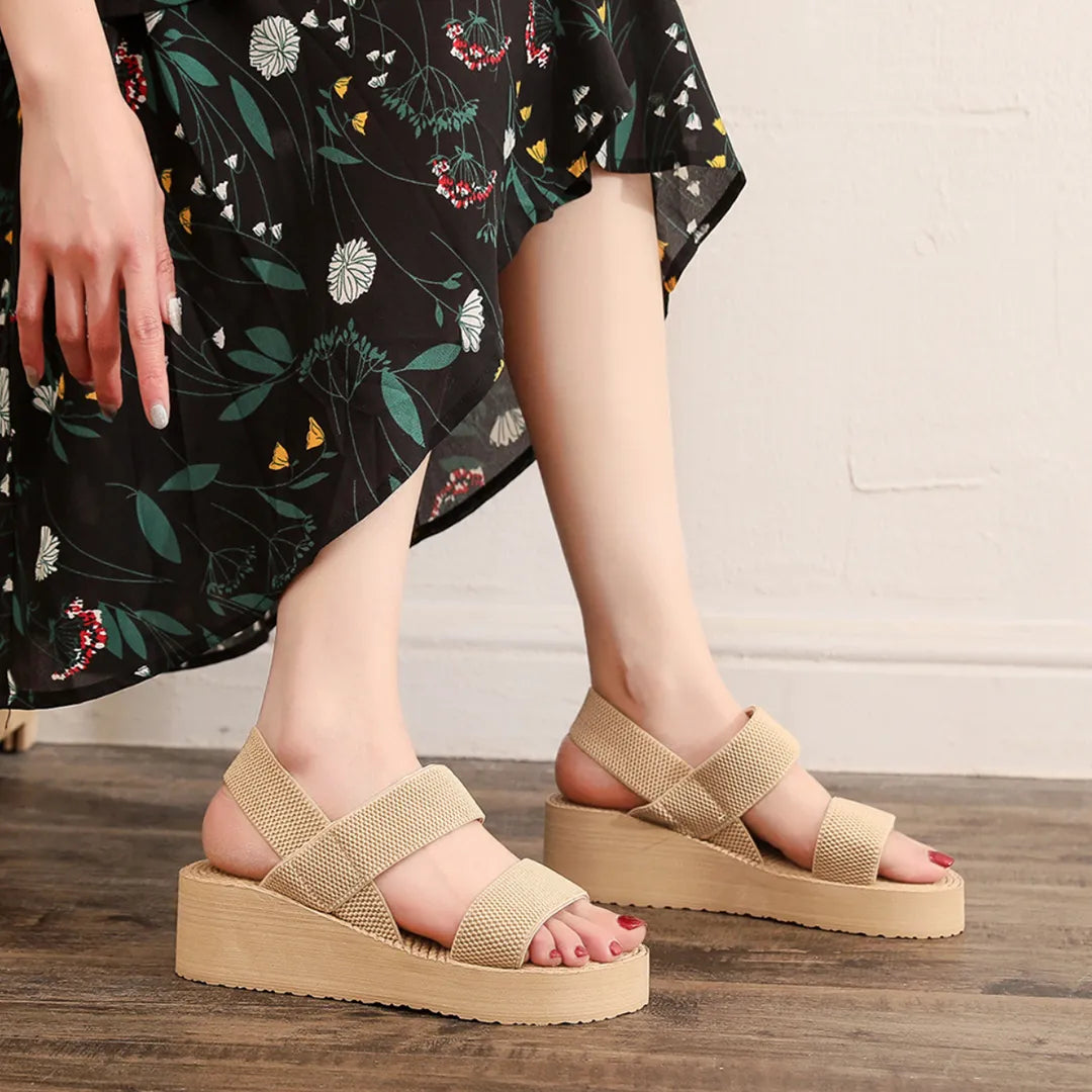 Sandalias de Mujer Tejida de Cañamo con Doble Banda