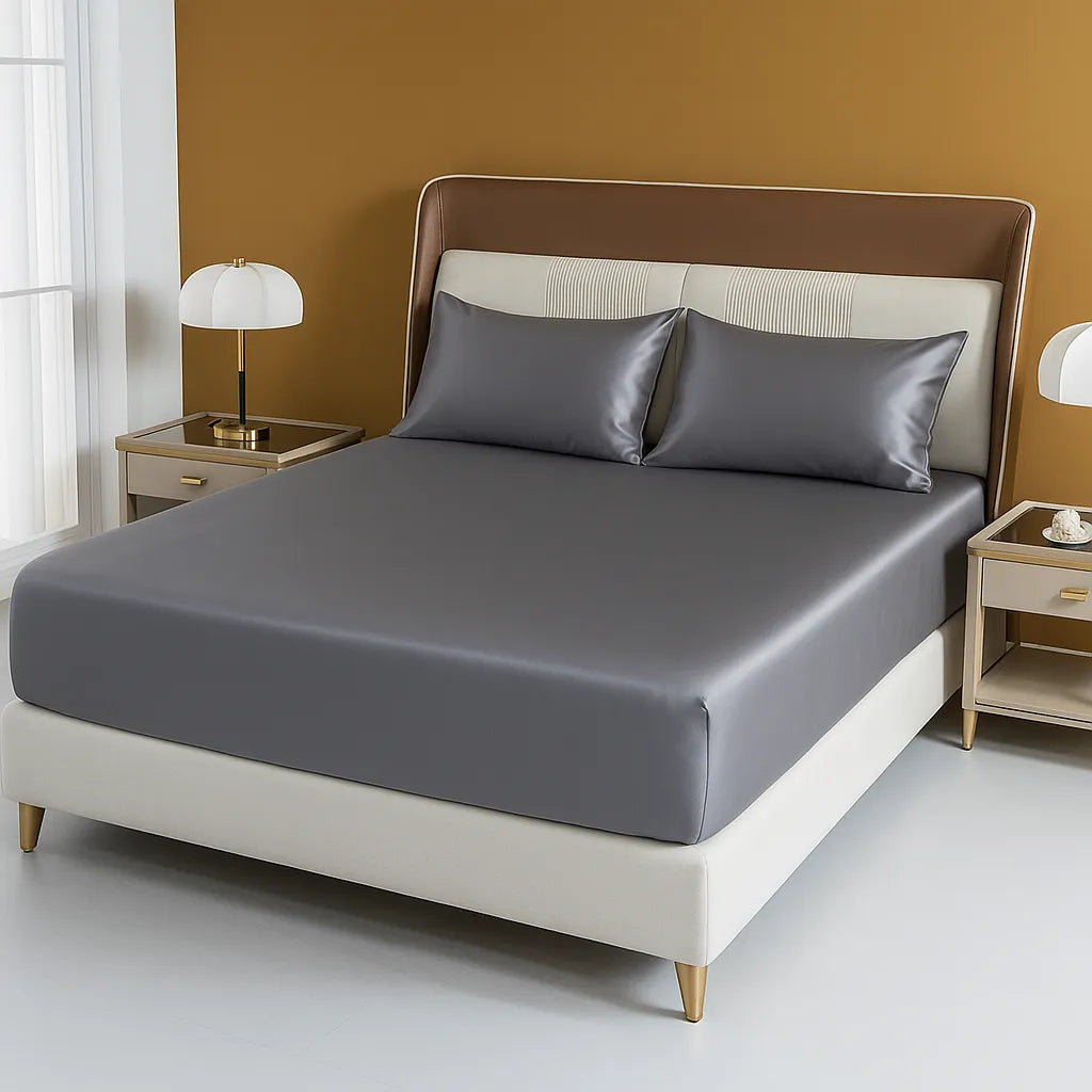 Sabanas Bajera de Satén Super Suave con 2 Fundas de Regalo