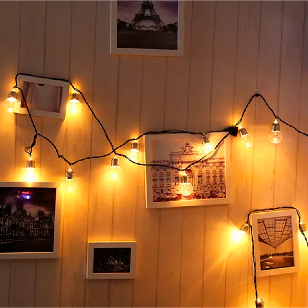 Guirnalda Led 20 Luces con Panel Solar 7 Modos