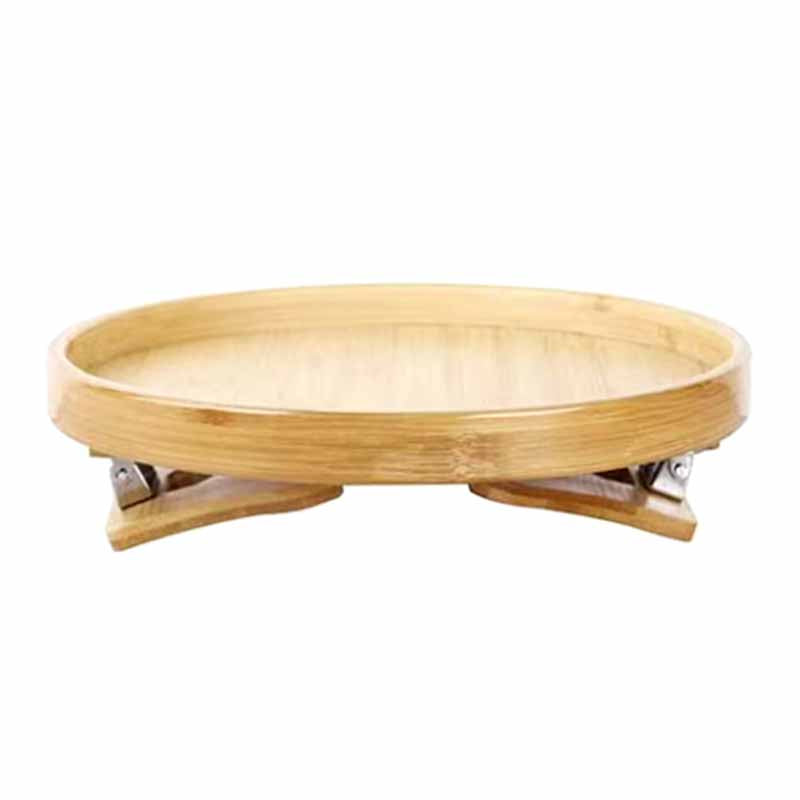 Bandeja de Bambu Circular para Sofa con Clips