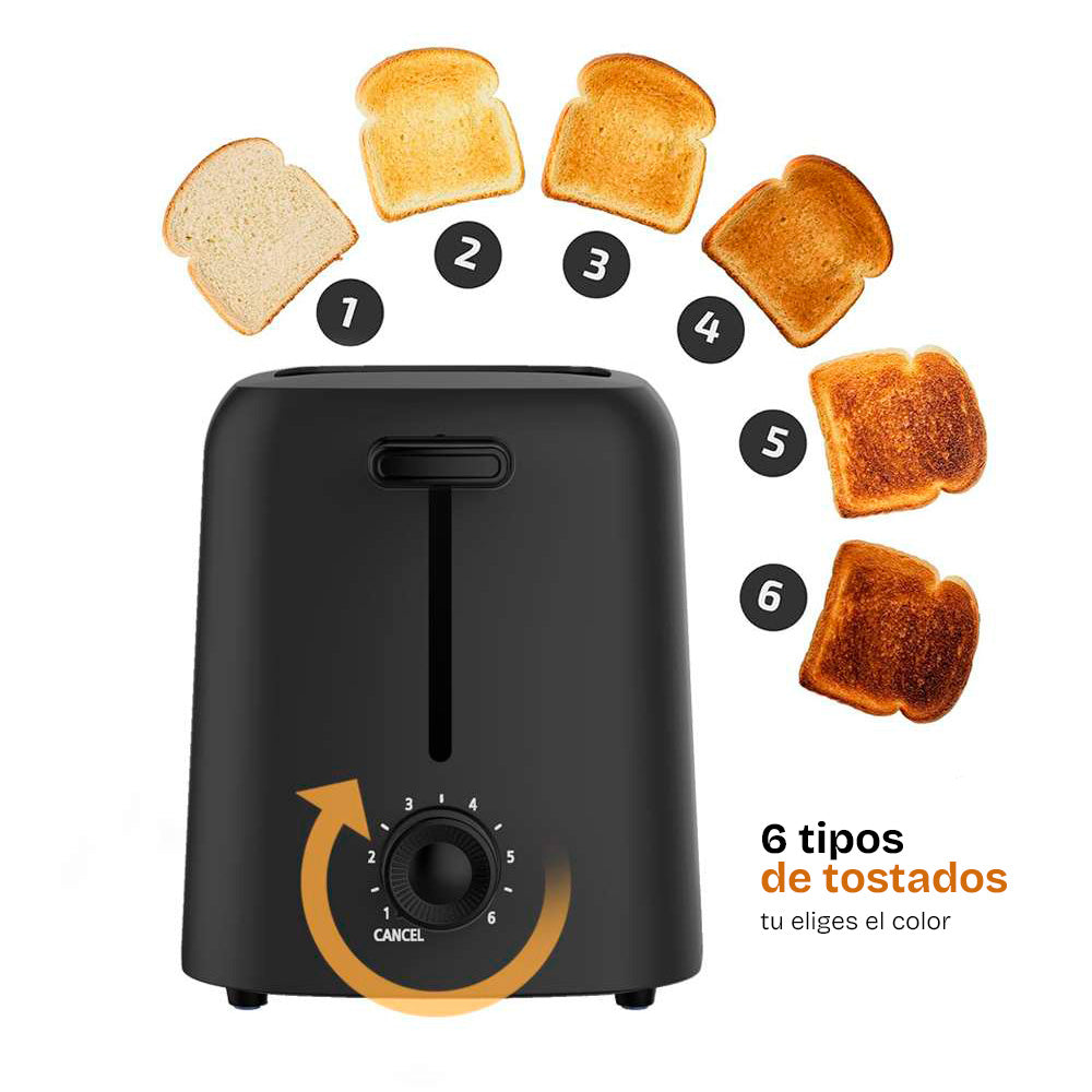 Tostadora Marvo HST-058 2 Panes Negro