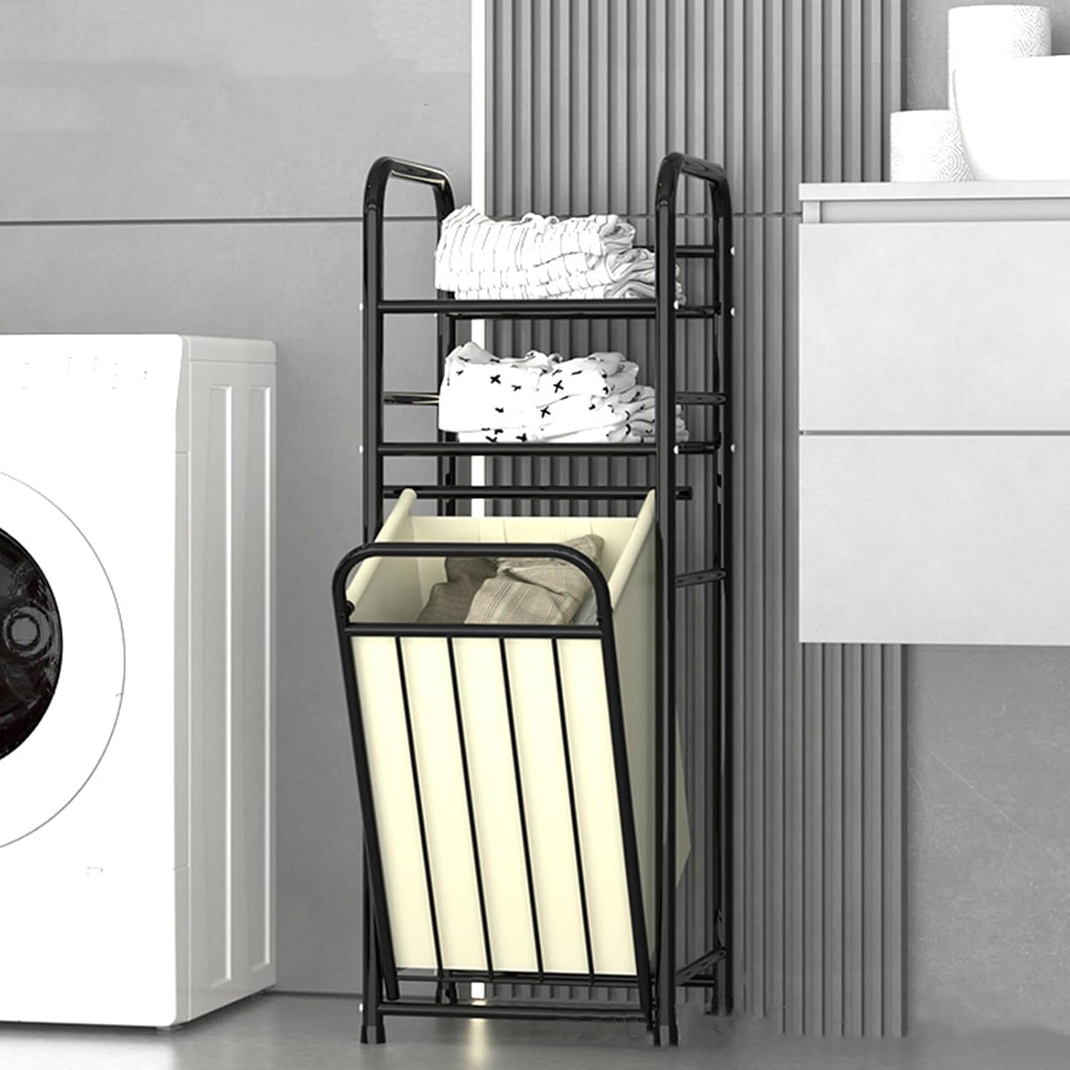 Estante Organizador 3 Niveles con Canasto para Ropa