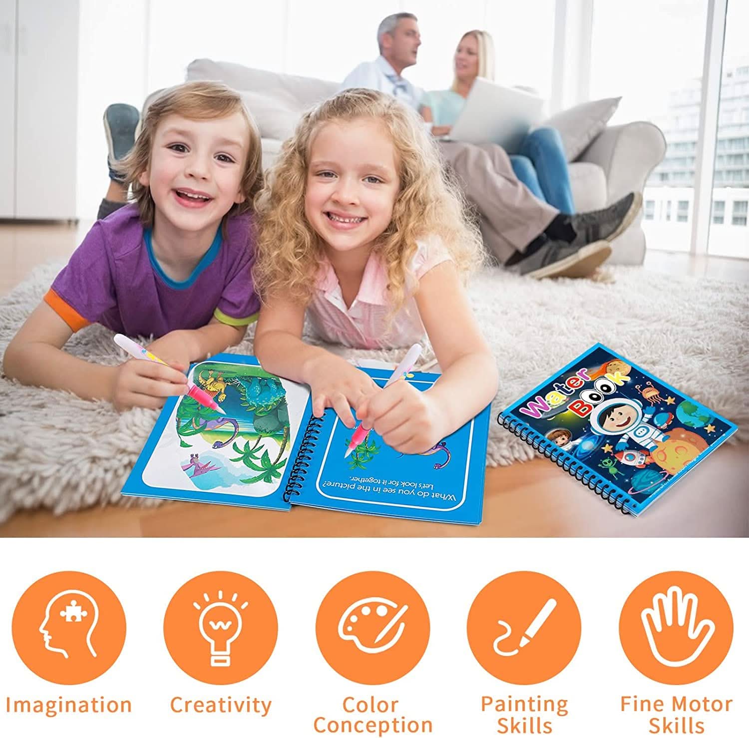 Set de 2 Libros Coloreables con Agua para Niños