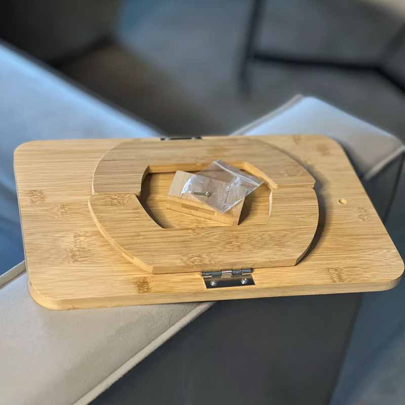 Bandeja de Bambu Rectangular para Sofa con Clips