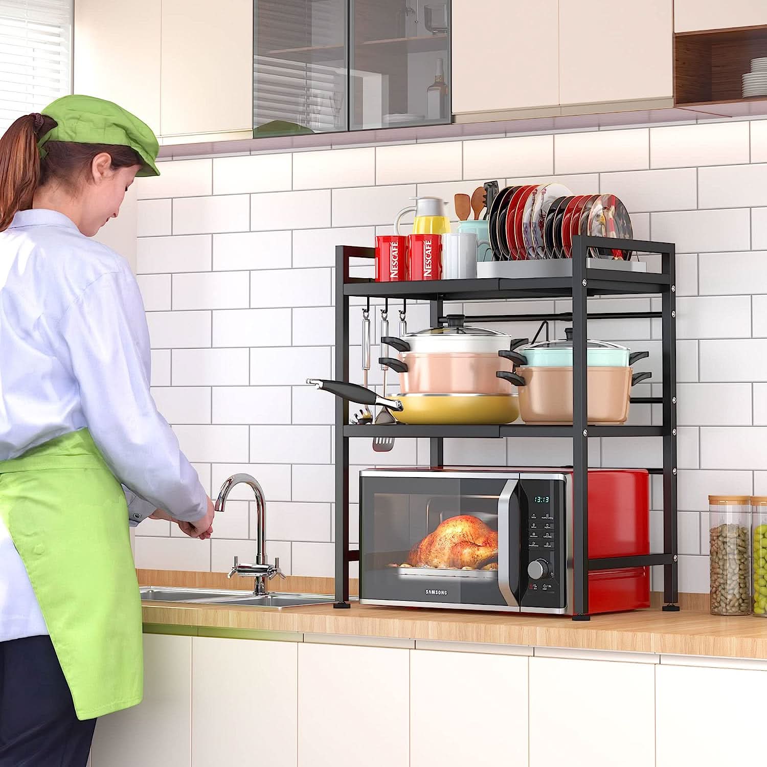 Organizador con 2 Estantes para Microondas Extensible