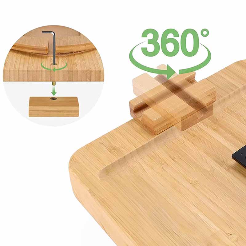 Bandeja de Bambu Rectangular para Sofa con Clips